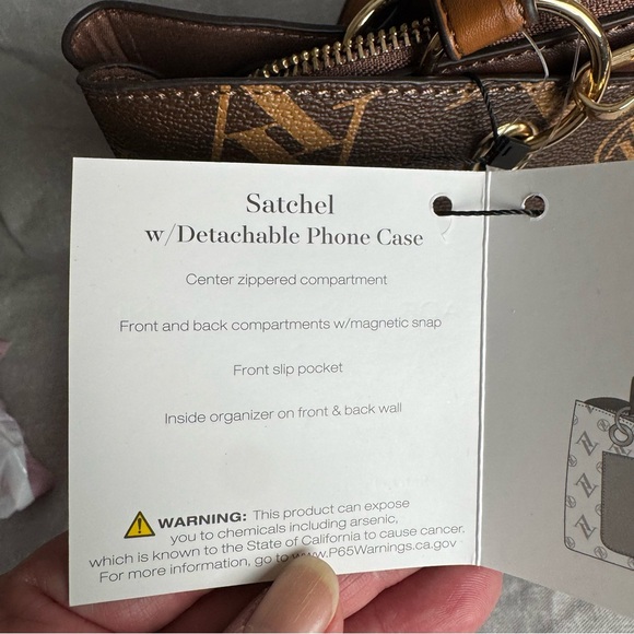 Adrienne Vittadini Brown Designer Tote Bag with Phone Bag - Picture 5 of 16